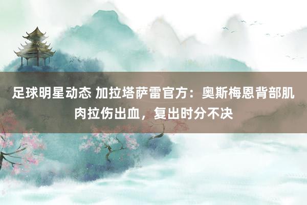 足球明星动态 加拉塔萨雷官方：奥斯梅恩背部肌肉拉伤出血，复出时分不决