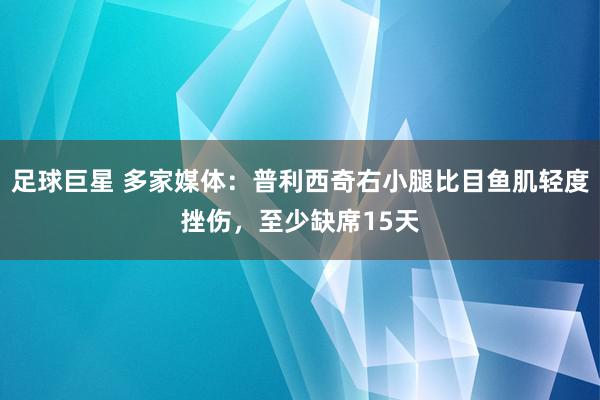 足球巨星 多家媒体：普利西奇右小腿比目鱼肌轻度挫伤，至少缺席15天