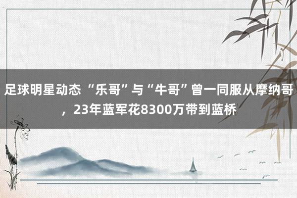 足球明星动态 “乐哥”与“牛哥”曾一同服从摩纳哥，23年蓝军花8300万带到蓝桥