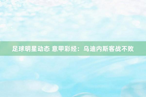 足球明星动态 意甲彩经：乌迪内斯客战不败