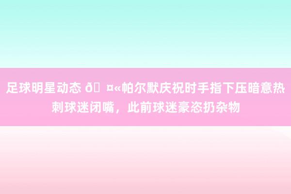 足球明星动态 🤫帕尔默庆祝时手指下压暗意热刺球迷闭嘴，此前球迷豪恣扔杂物